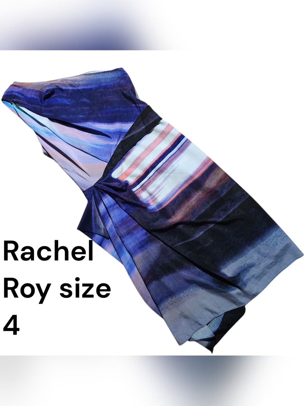 RACHEL Rachel Roy One-Shoulder Blue and Purple Striped Dress